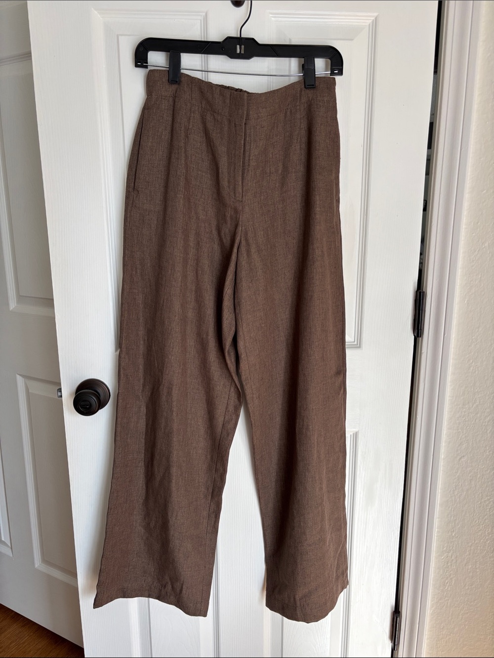 Zara Brown Wide-Leg linen pants
